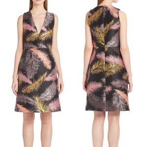 Emilio Pucci Feather Brocade V-Neck Dress